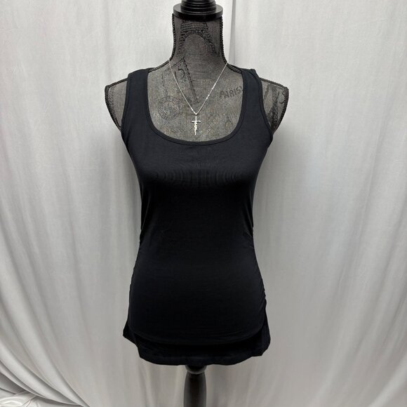 Venus Black Sleeveless Ruched Tank Top Womens Size Small Casual Layering - Picture 1 of 10